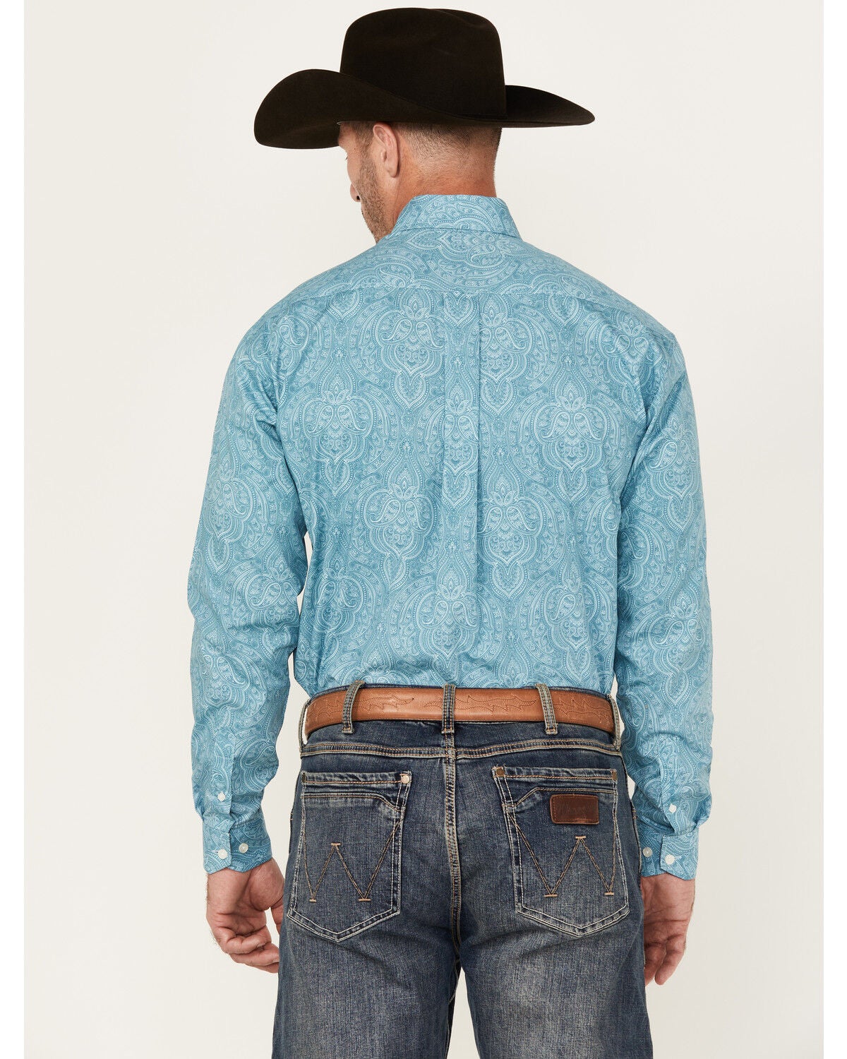 Image #4 - Stetson Men's Paisley Print Long Sleeve Button-Down Western Shirt, Blue, hi-res