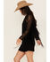 Image #2 - Idyllwind Women's Melvin Lace Fringe Long Sleeve Mini Dress, Black, hi-res