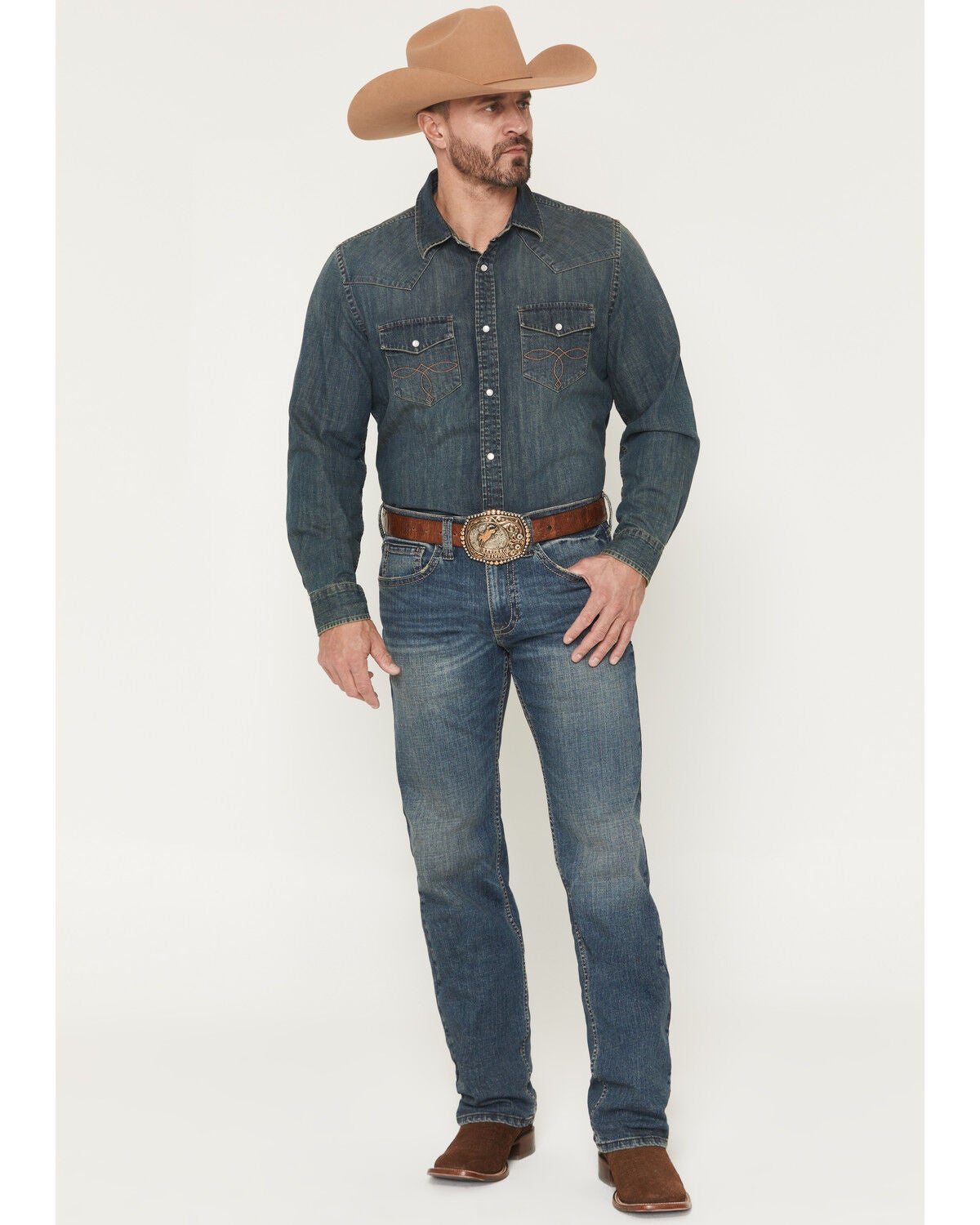 Image #1 - Cody James Men's Grullo Wash Wyatt Slim Bootcut Stretch Denim Jeans, Dark Wash, hi-res