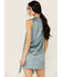 Image #3 - Rock & Roll Denim Women's Asymmetrical Fringe Sleeveless Mini Dress , Jade, hi-res