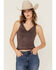 Image #1 - Miss Me Women's Rhinestone Knotted Sleeveless Tank Top, Burgundy, hi-res