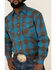 Image #3 - Rough Stock By Panhandle Men's Menlo Ombre Plaid Long Sleeve Western Shirt , Blue, hi-res
