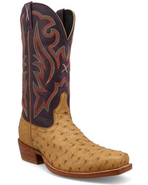 Twisted X Men's 13" Reserve Exotic Full-Quill Ostrich Western Boots - Square Toe , Honey, hi-res