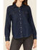 Levi's Women's Dark Wash Long Sleeve Pearl Snap Western Denim Shirt , Dark Blue, hi-res
