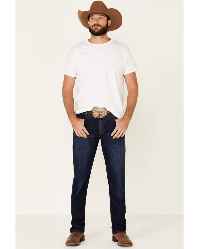 Wrangler Retro Premium Men's Oswald Dark Stretch Slim Straight Jeans , Blue, hi-res