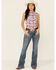 Wrangler Women's Americana Floral Print Sleeveless Snap Western Core Shirt, Red/white/blue, hi-res