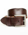 Image #1 - Brother and Sons Men's Brown Crimped Leather Belt, Brown, hi-res