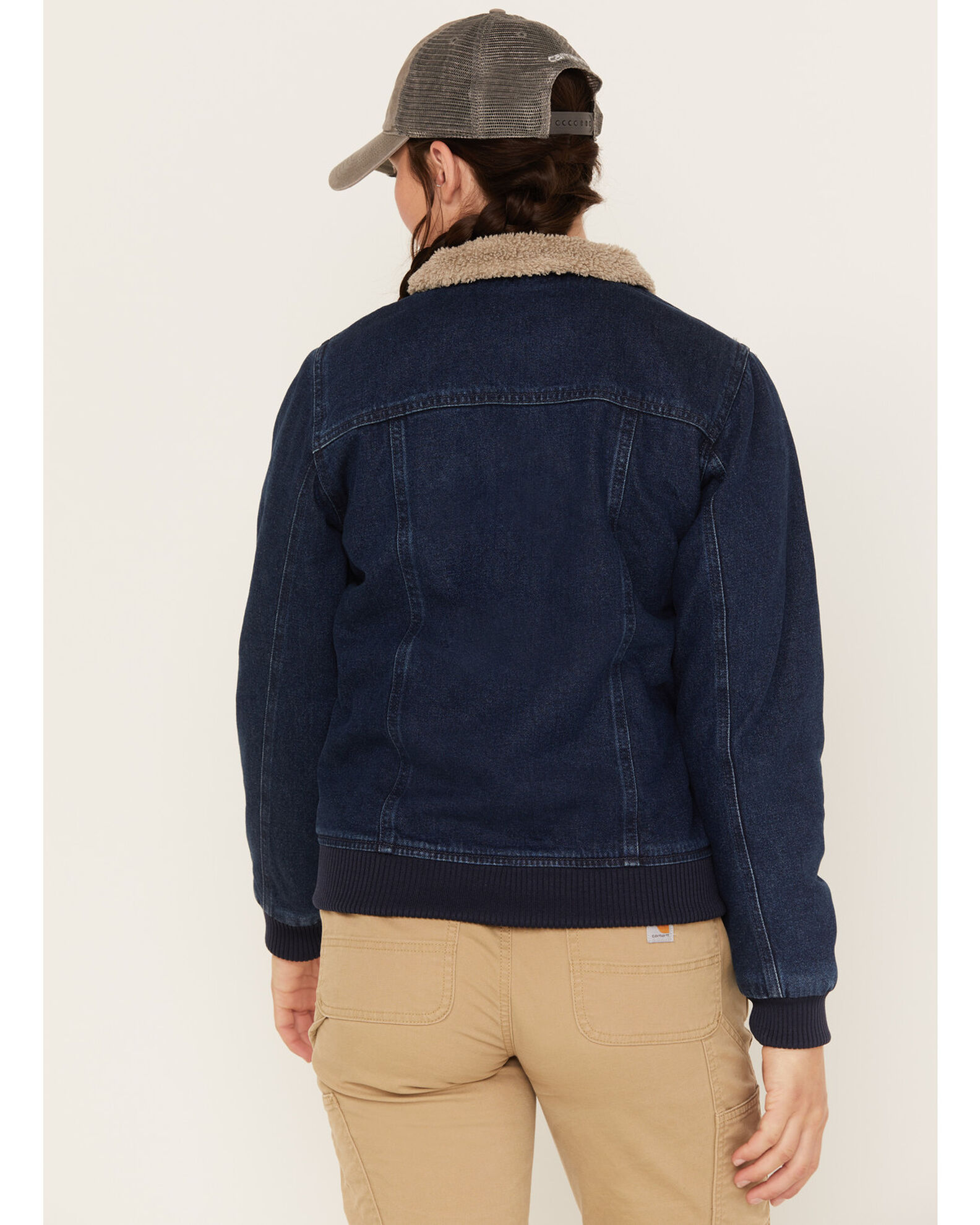 Carhartt Women s Medium Wash Relaxed Fit Denim Sherpa Lined Jacket Sheplers