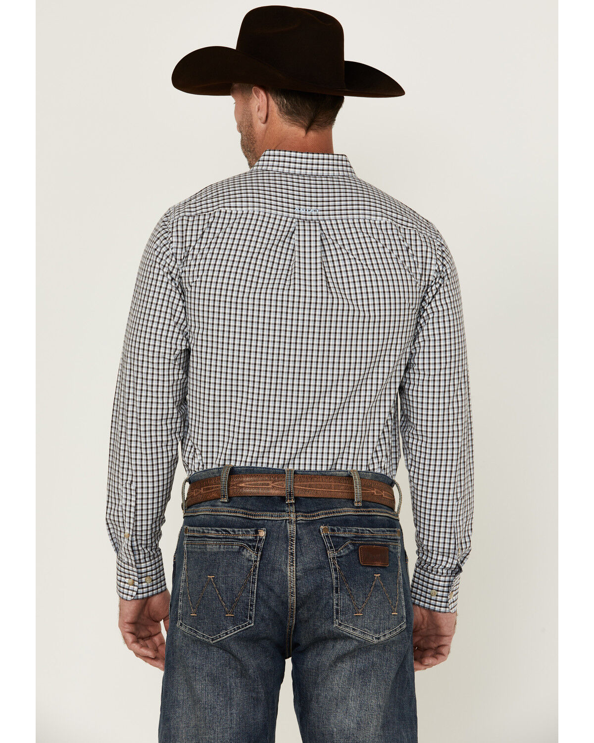 Image #4 - Ariat Men's Creek Plaid Print Long Sleeve Button-Down Western Shirt, Light Blue, hi-res