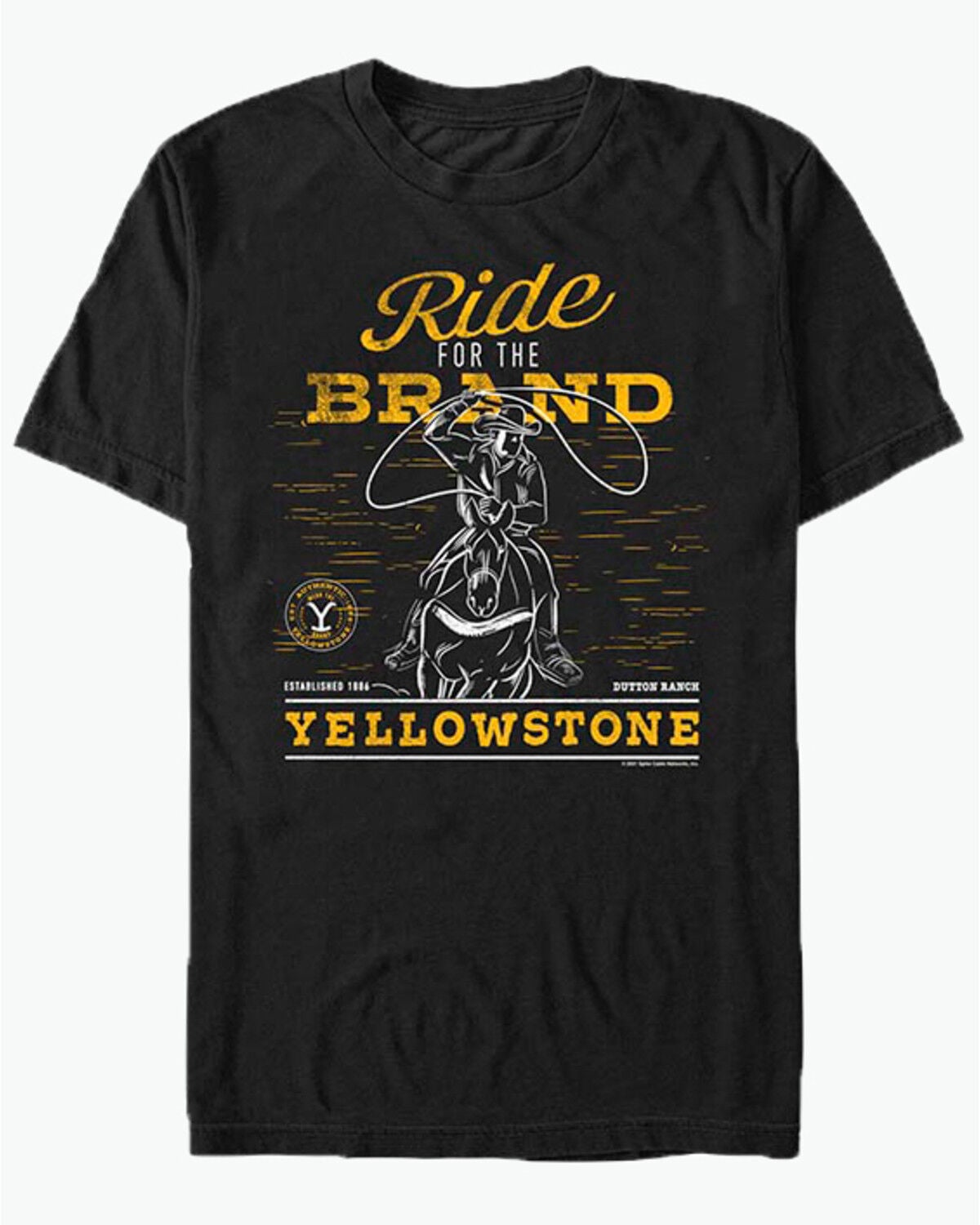 Americana Men's Yellowstone Ride For The Brand Short Sleeve Graphic T-Shirt, Black, hi-res