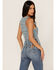 Shyanne Women's Yarn Crochet Fringe Trim Tank, Light Blue, hi-res
