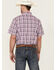 Image #4 - Panhandle Select Men's Small Plaid Print Short Sleeve Button-Down Western Shirt , Purple, hi-res