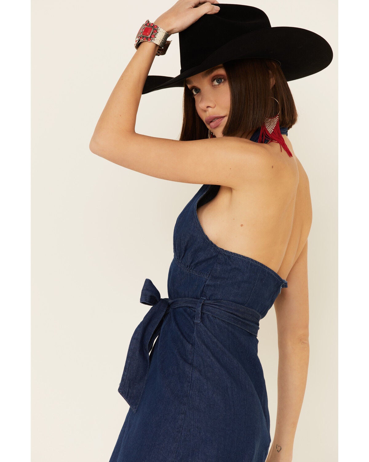 blue jean halter dress