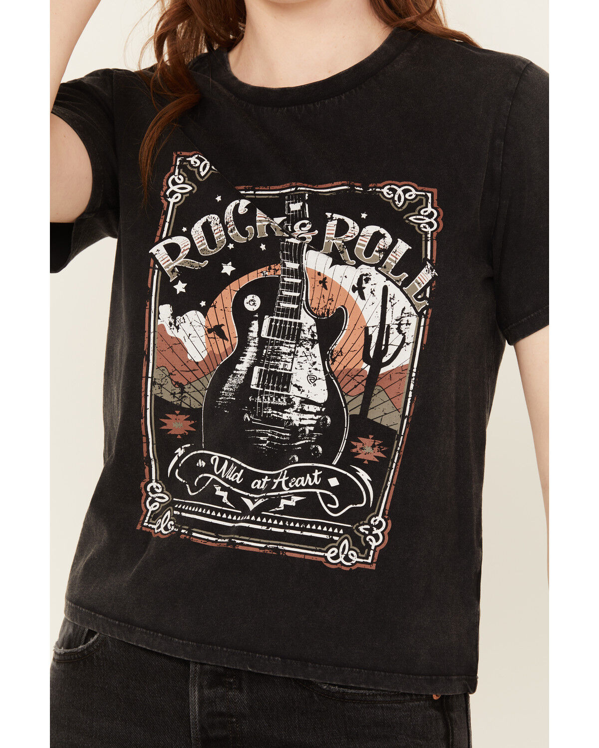 Image #3 - Rock & Roll Denim Women's Rock & Roll Short Sleeve Graphic Tee, Black, hi-res