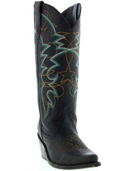 Botas Caborca for Liberty Black Women's Amelia Star Stitched Western Boots - Snip Toe , Black, hi-res