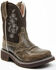 Image #1 - Shyanne Women's Adalia Floral Stitched Shaft Leather Western Boots - Wide Round Toe, Brown, hi-res