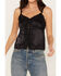 Image #3 - Shyanne Women's Button Front Lace Trimmed Tank Top, Black, hi-res