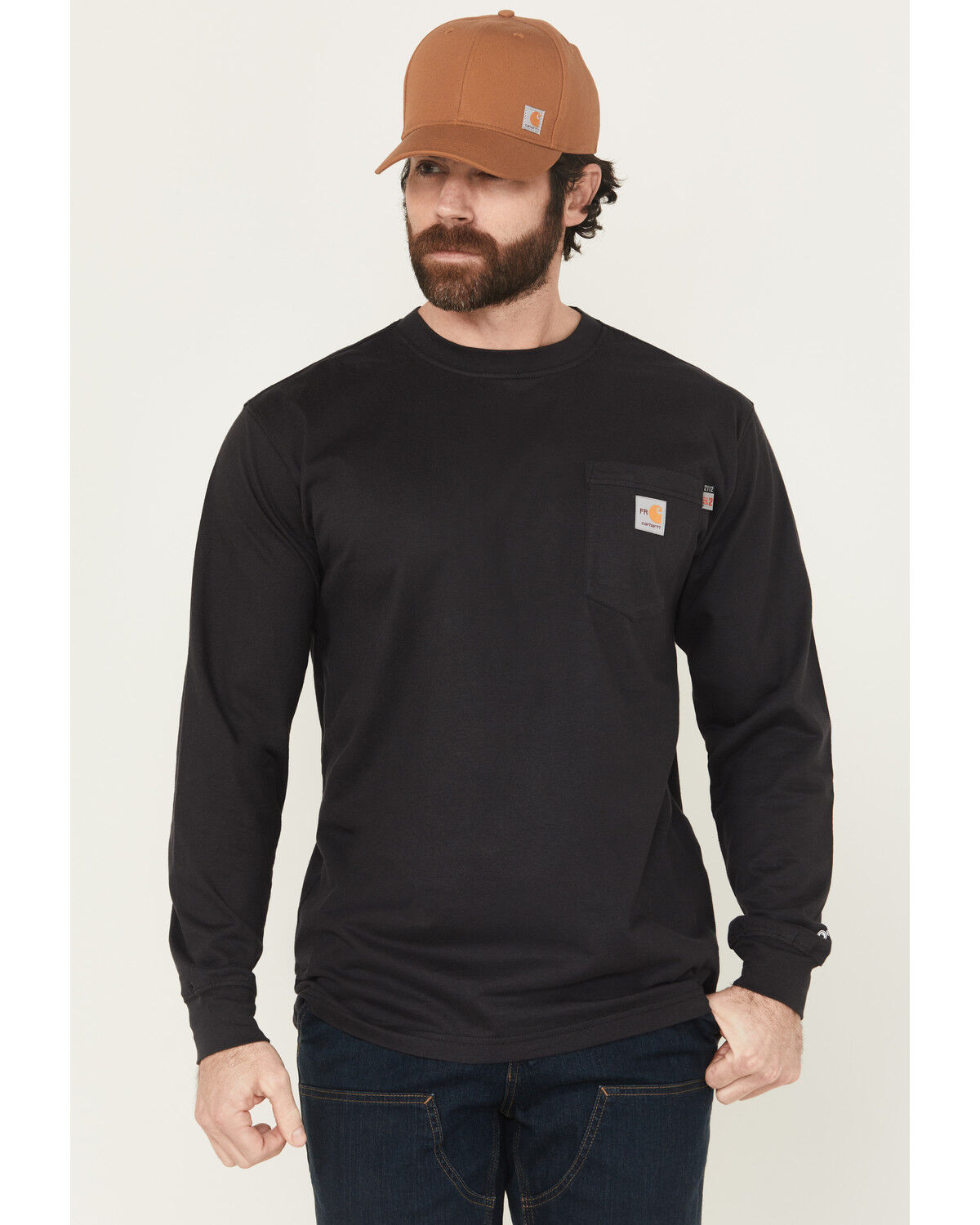 Image #2 - Carhartt Men's FR Force® Camo Bandana Loose Fit Lightweight Long Sleeve Graphic T-Shirt, Black, hi-res