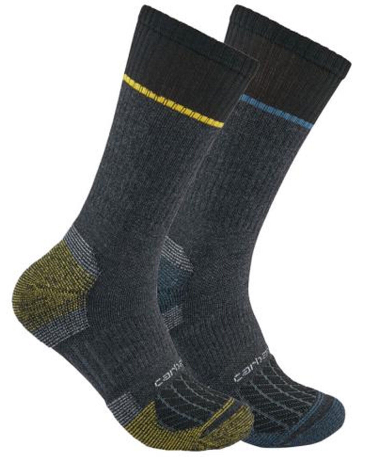 Carhartt Men's Force Midweight Steel Toe Crew Sock - 2-Pack, Black, hi-res