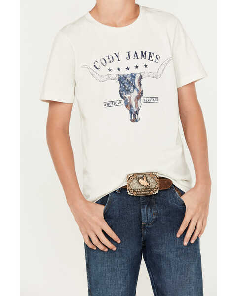 Image #3 - Cody James Boys' Steer Head Short Sleeve Graphic T-Shirt, Ivory, hi-res