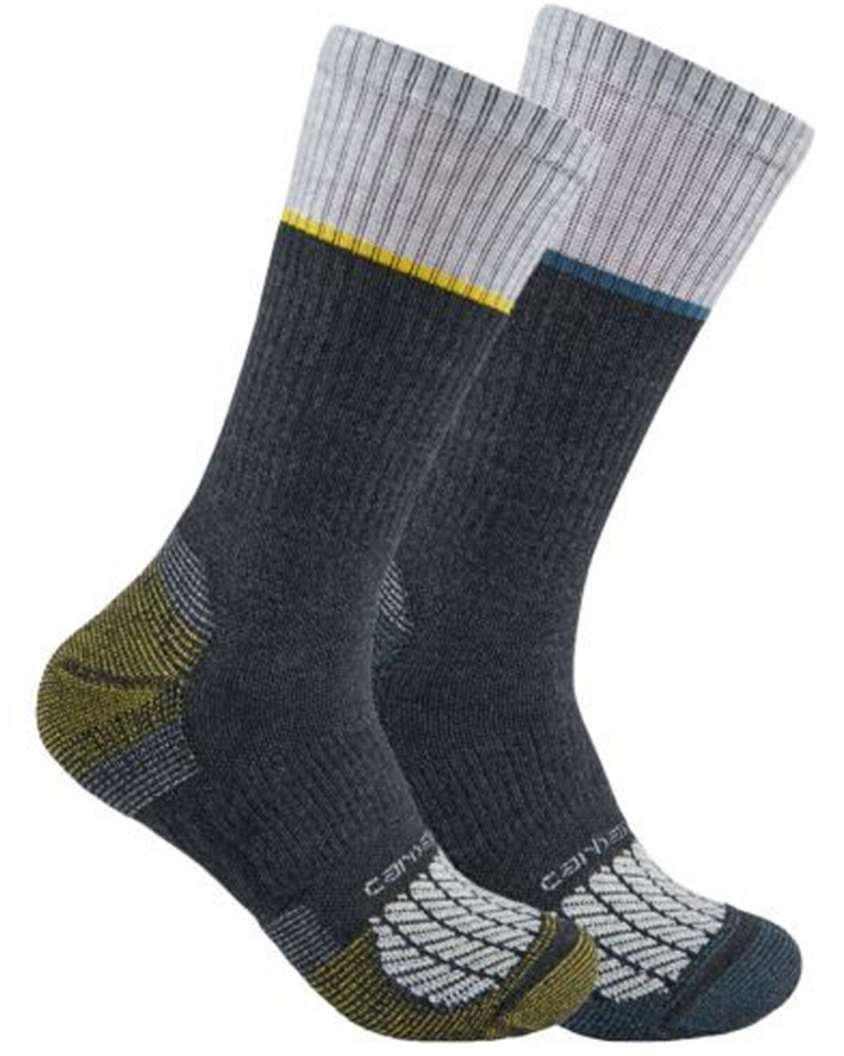 Image #1 - Carhartt Men's Force Midweight Steel Toe Crew Sock - 2-Pack, White, hi-res