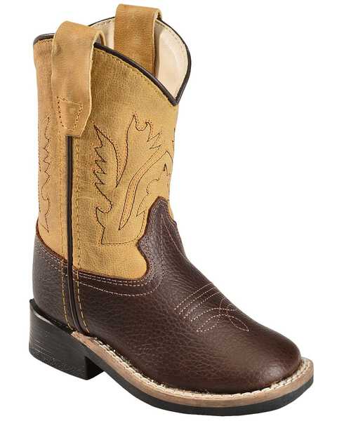 Old West Toddler Boys' Yellow Western Boots - Square Toe, Oiled Rust, hi-res