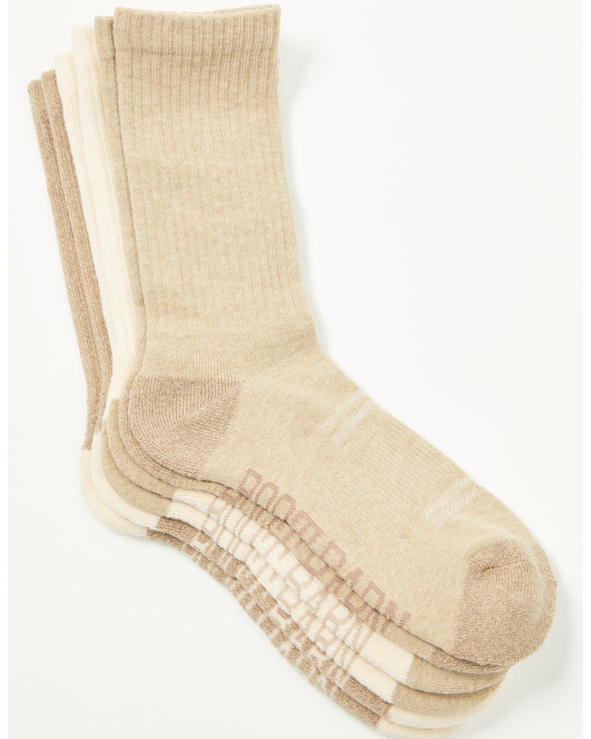 Image #3 - Boot Barn Women's Basic Crew Socks - 3 Pack, Tan, hi-res