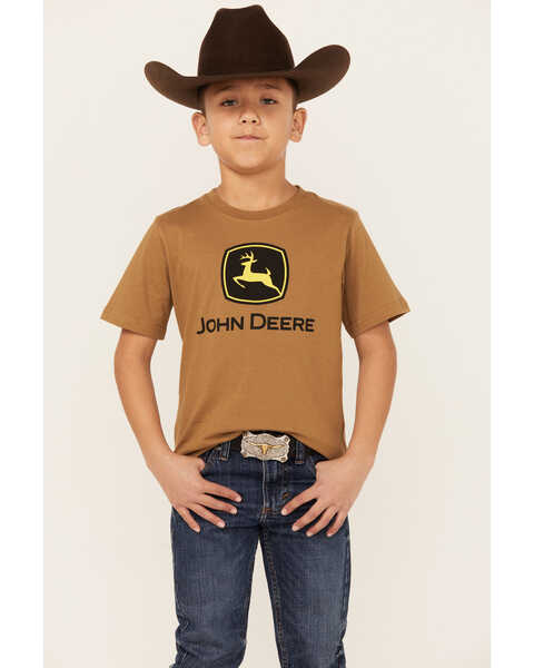 Image #1 - John Deere Little Boys' Trademark Logo Short Sleeve Graphic T-Shirt , Brown, hi-res