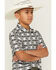 Image #2 - Ariat Boys' AriatTEK Southwestern Geo Print Short Sleeve Button-Down Polo, White, hi-res
