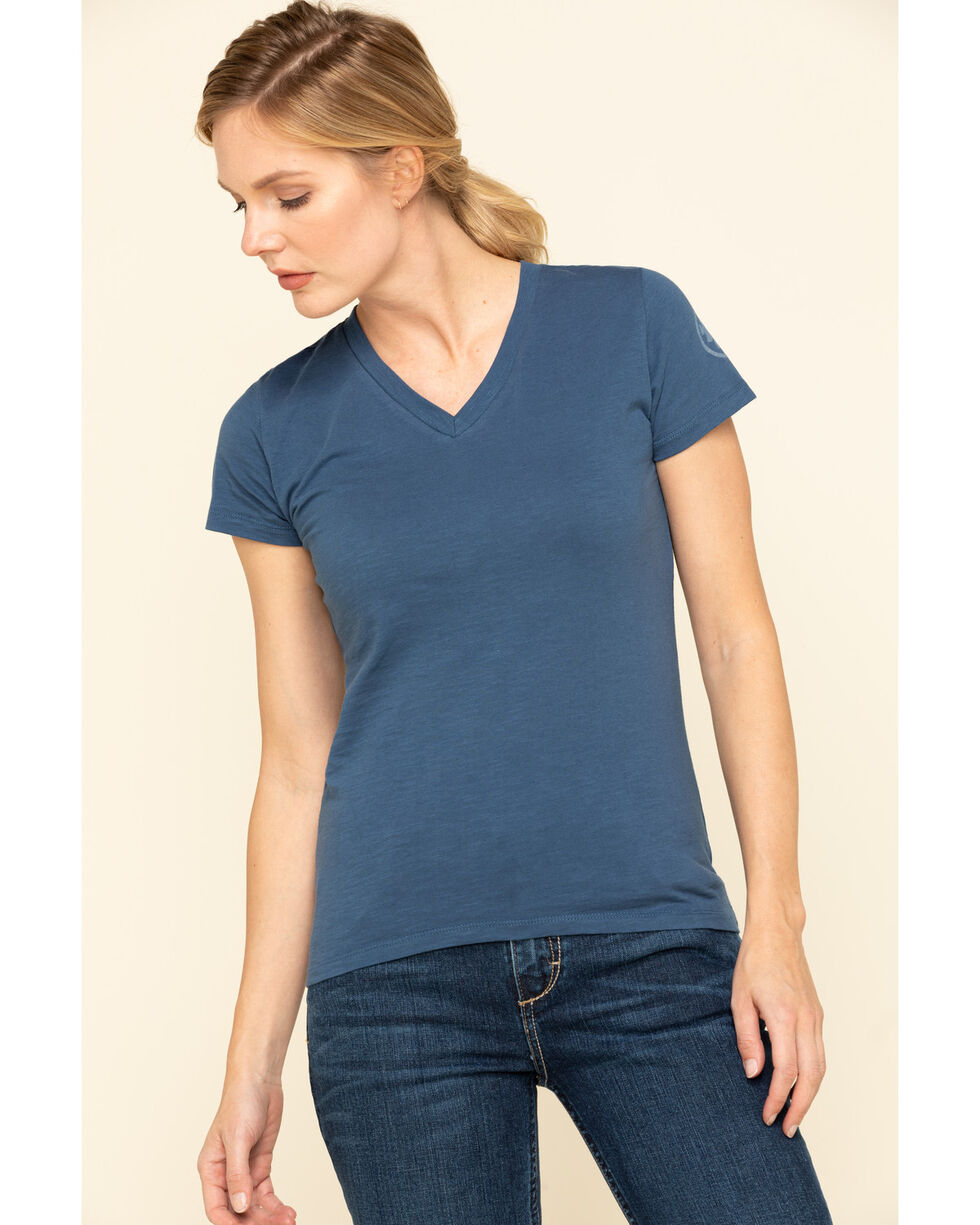 Dovetail Workwear Women's Navy Solid V-Neck Work Tee  Sheplers