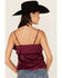 Image #4 - Shyanne Women's Solid Satin Ruffle Front Tank Top, Fuchsia, hi-res