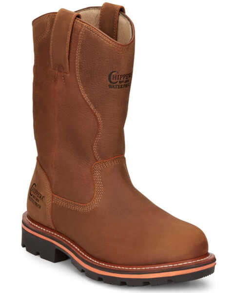 Image #1 - Chippewa Men's Thunderstruck Blonde Pull On Waterproof Soft Work Boots - Round Toe , Lt Brown, hi-res