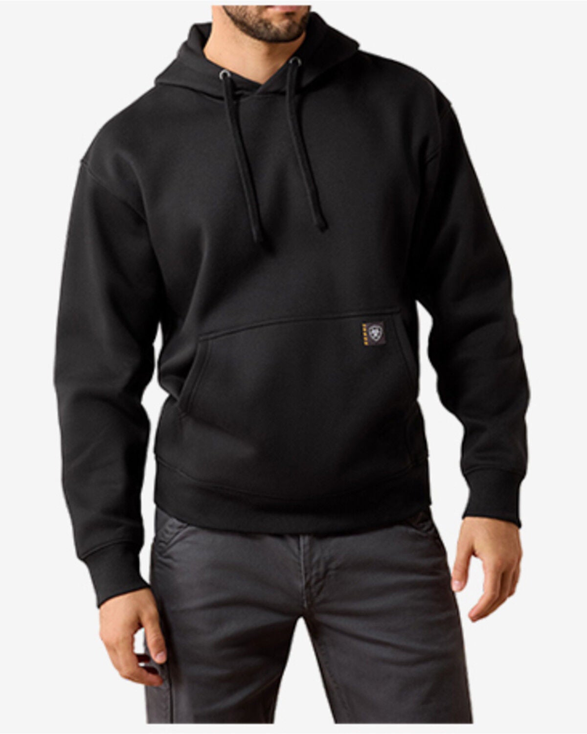 Image #2 - Ariat Men's Rebar Workman Bearded Skull Hoodie, Black, hi-res