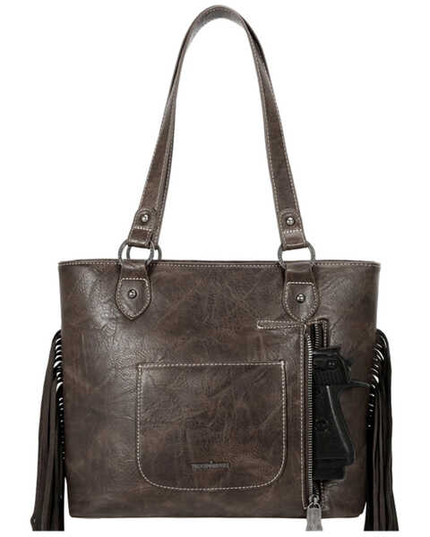 Montana West Women's Trinity Ranch Tooled Collection Conceal Carry Tote, Coffee, hi-res