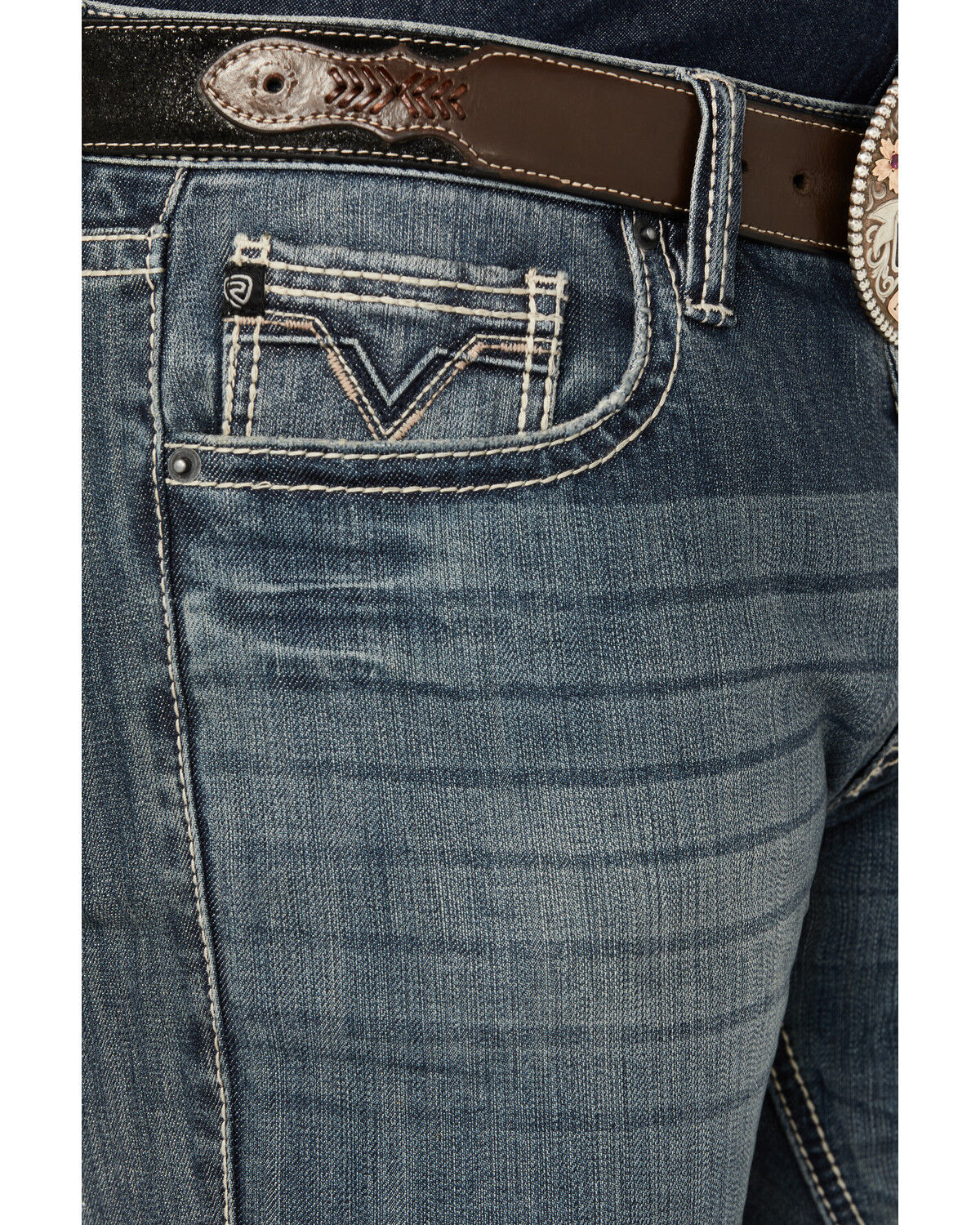 Image #2 - Rock & Roll Denim Men's Revolver Medium Vintage Wash Slim Straight Reflex Denim Jeans, Medium Wash, hi-res