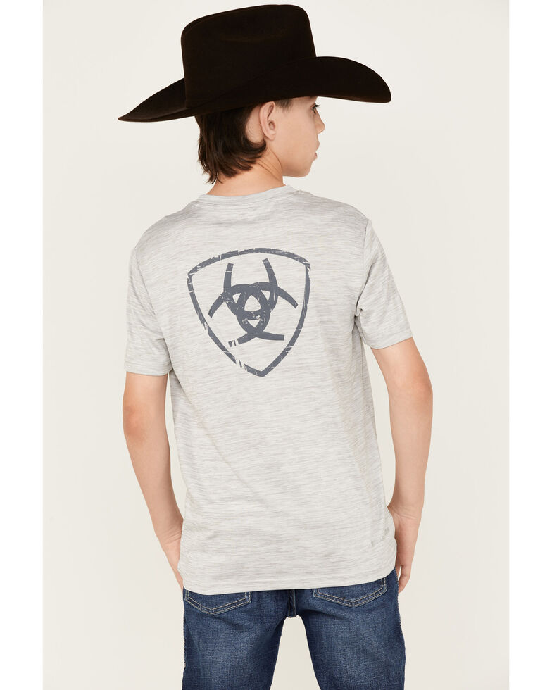 Ariat Boys' Charger Shield T-Shirt, Grey, hi-res