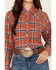 Image #3 - Ely Walker Women's Plaid Print Long Sleeve Snap Flannel Shirt, Rust Copper, hi-res