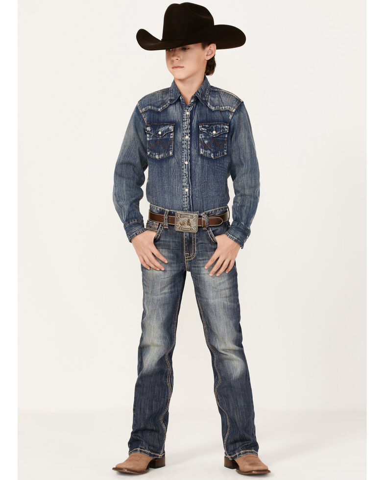 Rock & Roll Denim Boys' Medium Wash Vintage Regular Bootcut Jeans, Medium Wash, hi-res