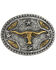 Image #1 - Cody James Men's Oval Longhorn Belt Buckle, Silver, hi-res