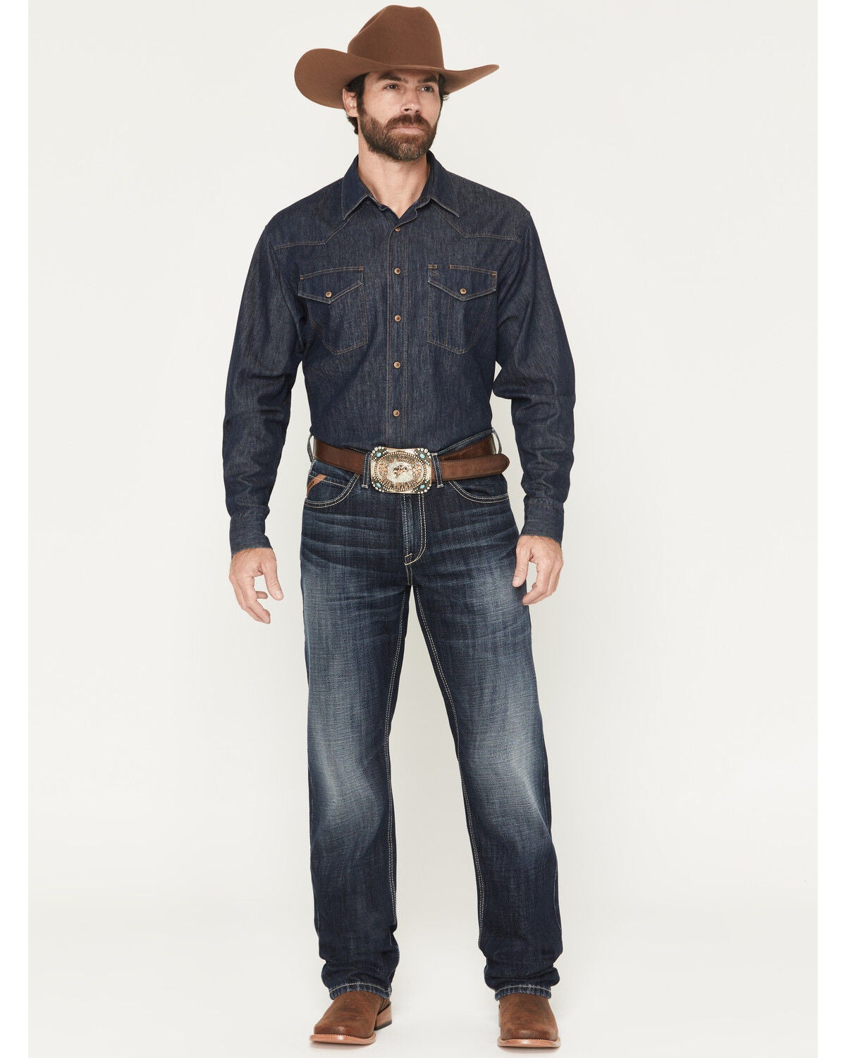 Ariat Men's M2 Declan Dark Wash Relaxed Bootcut Denim Jeans - Big, Dark Wash, hi-res