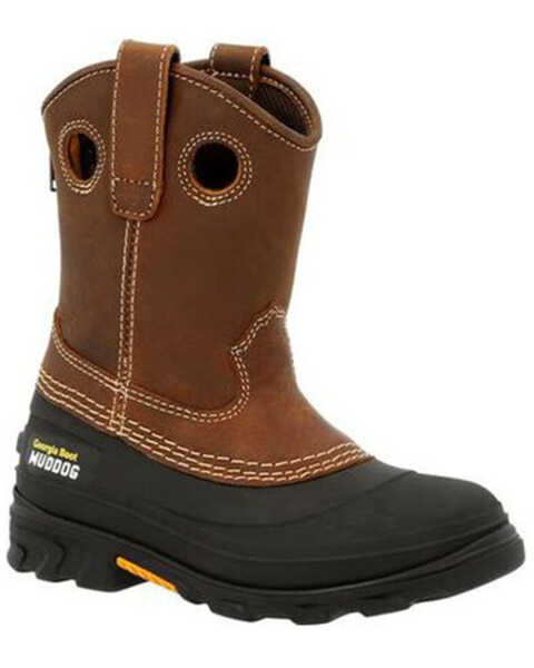 Georgia Boot Boys' Muddog Big Kid Outdoor Boots - Soft Toe, Black/brown, hi-res