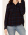 Image #2 - United By Blue Women's Plaid Print Responsible Button Down Western Flannel Shirt , Navy, hi-res