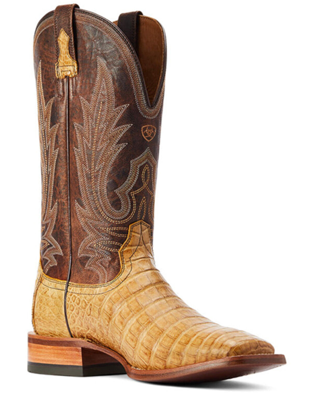 Image #1 - Ariat Men's Gunslinger Caiman Belly Exotic Western Boots - Broad Square Toe, Beige/khaki, hi-res