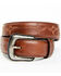 Image #1 - Moonshine Spirit Men's Brown Western Red & Orange Stitch Leather Belt, , hi-res