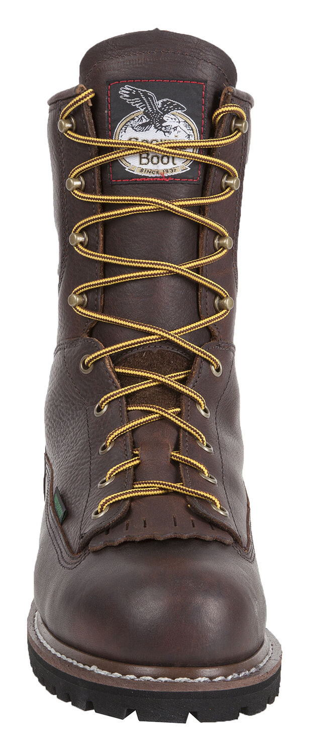 Image #4 - Georgia Boot Men's Waterproof 8" Low Heel Logger Work Boots - Soft Toe, Chocolate, hi-res
