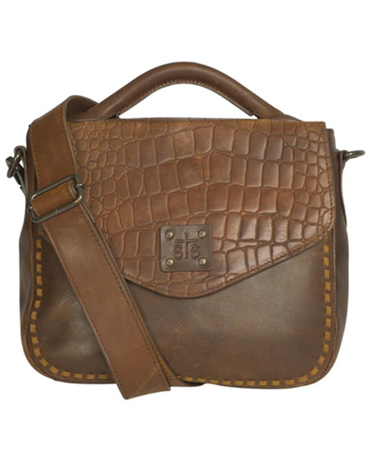 Image #1 - STS Ranchwear by Carroll Women's Catalina Croc Dakota Crossbody Bag, Brown, hi-res