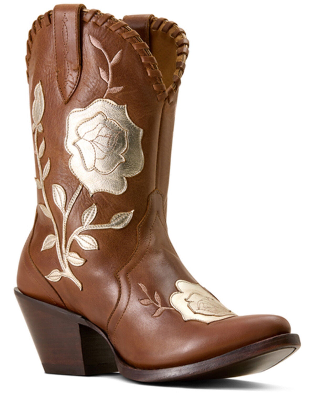 Image #1 - Ariat Women's Arrosa Floral Short Western Boots - Round Toe, Tan, hi-res