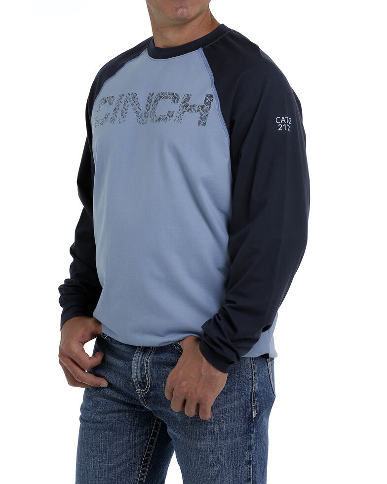 Cinch Men's FR Raglan Stretch Long Sleeve Work Shirt, Blue, hi-res