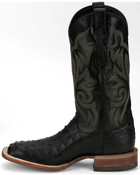 Image #3 - Justin Men's Exotic Full Quill Ostrich Western Boots - Broad Square Toe, Black, hi-res