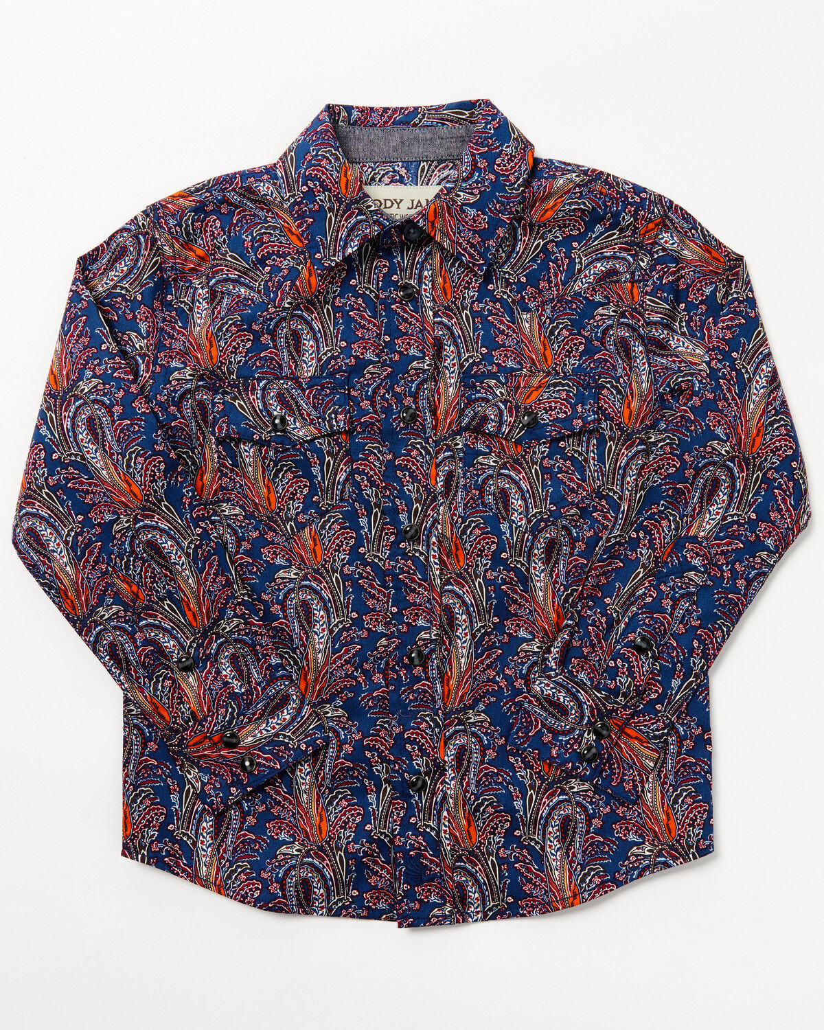 Image #1 - Cody James Toddler Boys' Jefferson Printed Long Sleeve Snap Western Shirt, Navy, hi-res
